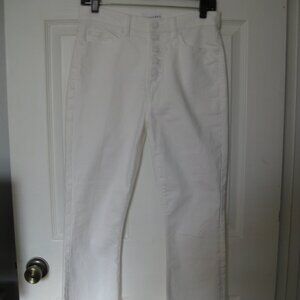 Made and Loved Loft Jeans The Kick Crop Raw Hem White Stretch Button Fly sz 27/4